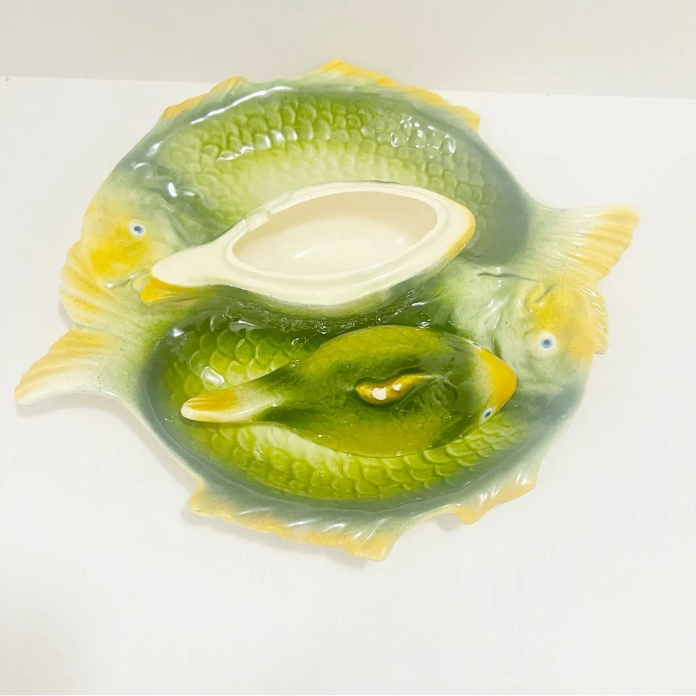 Vintage italy colorful fish shaped ceramic serving platte